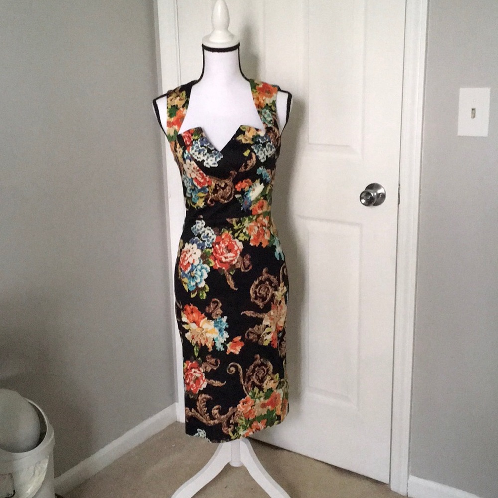 Black Floral midi dress